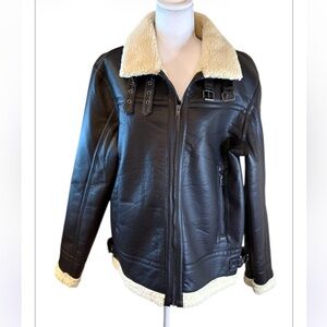 Jason Wu Dark Brown Faux Leather Jacket with Cream Lining